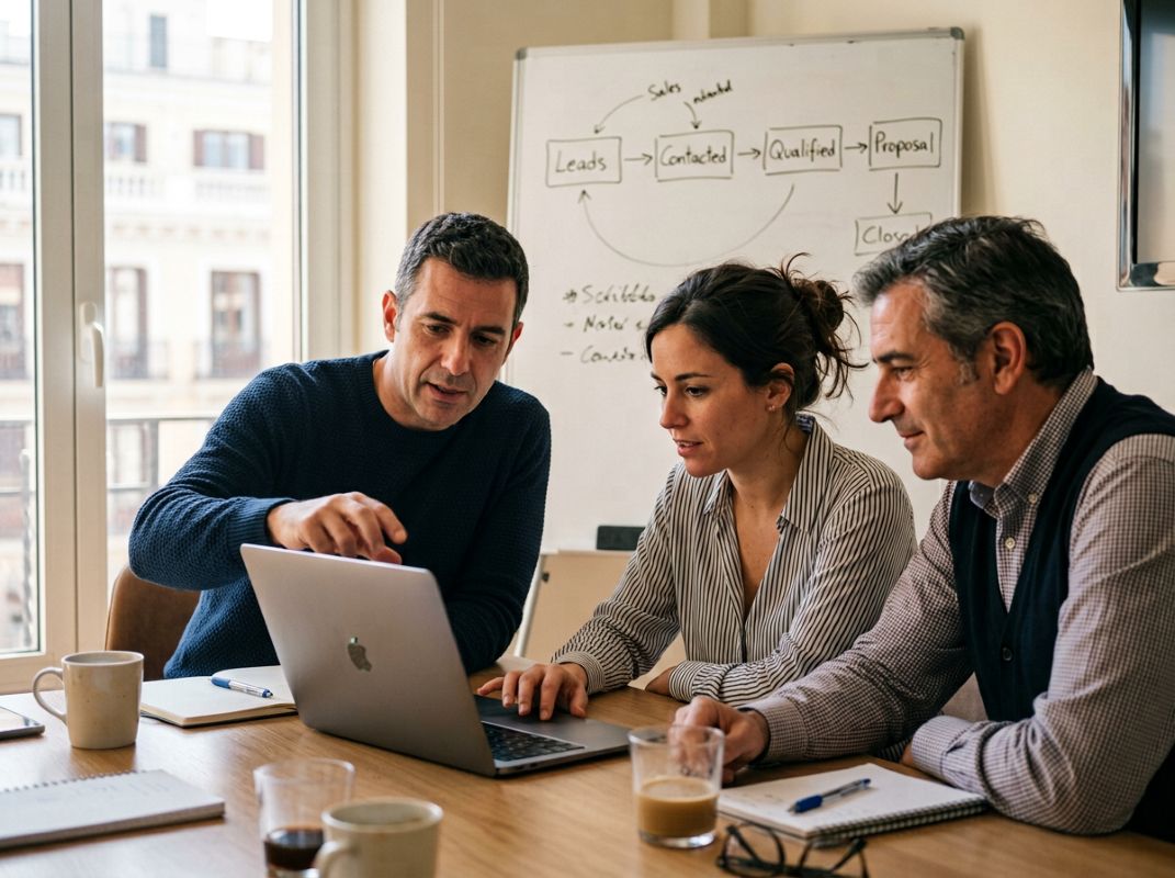Sesión de formación del equipo durante la implantación de un CRM